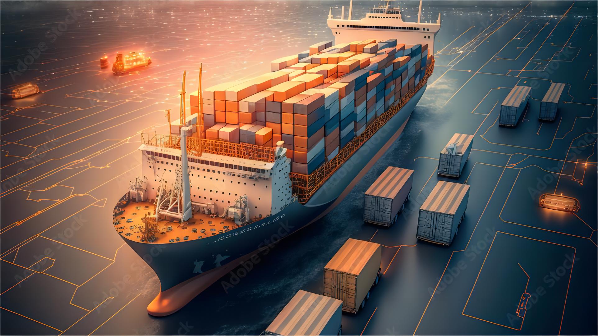 Container ship carrying 40HQ FCL for auto parts to Ireland