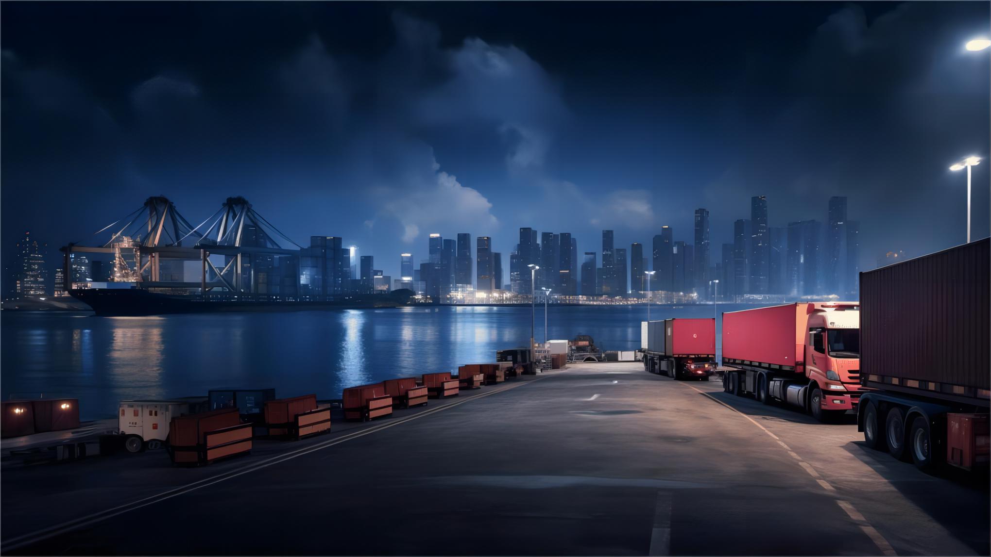 Flat rack container being loaded with automotive machinery at a Chinese port