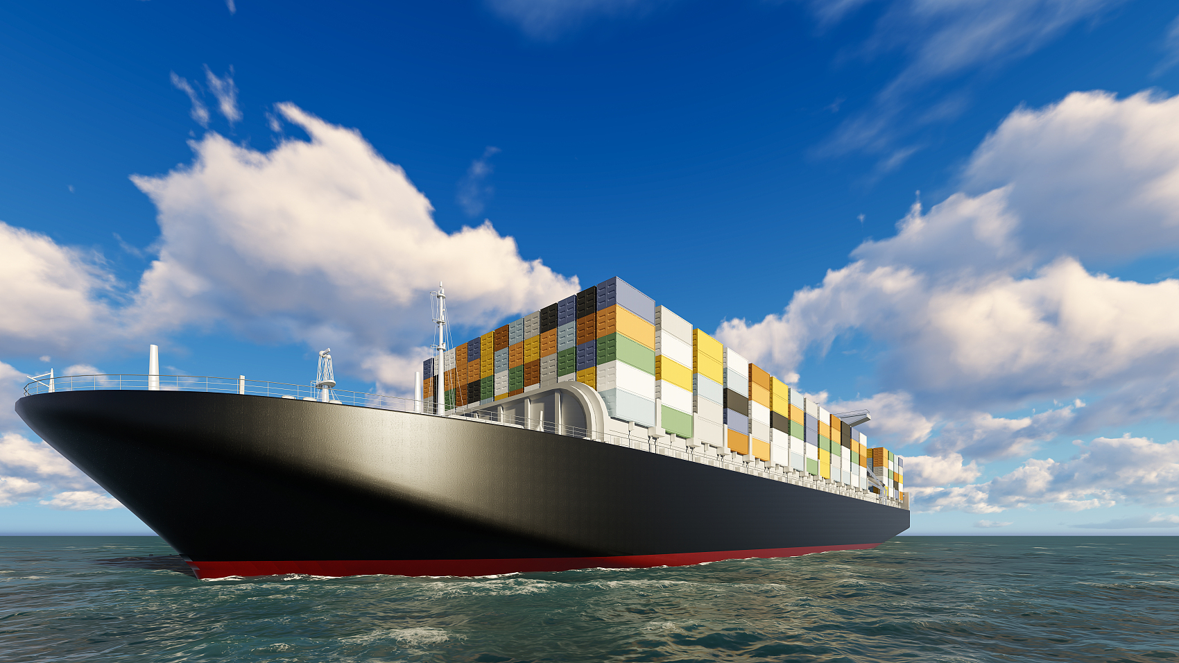 A 20GP shipping container being loaded with textile goods at a Chinese port.