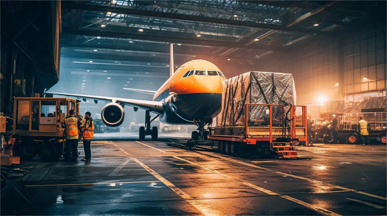 Warehouse workers consolidating small cargo for expedited ocean freight to the United States.
