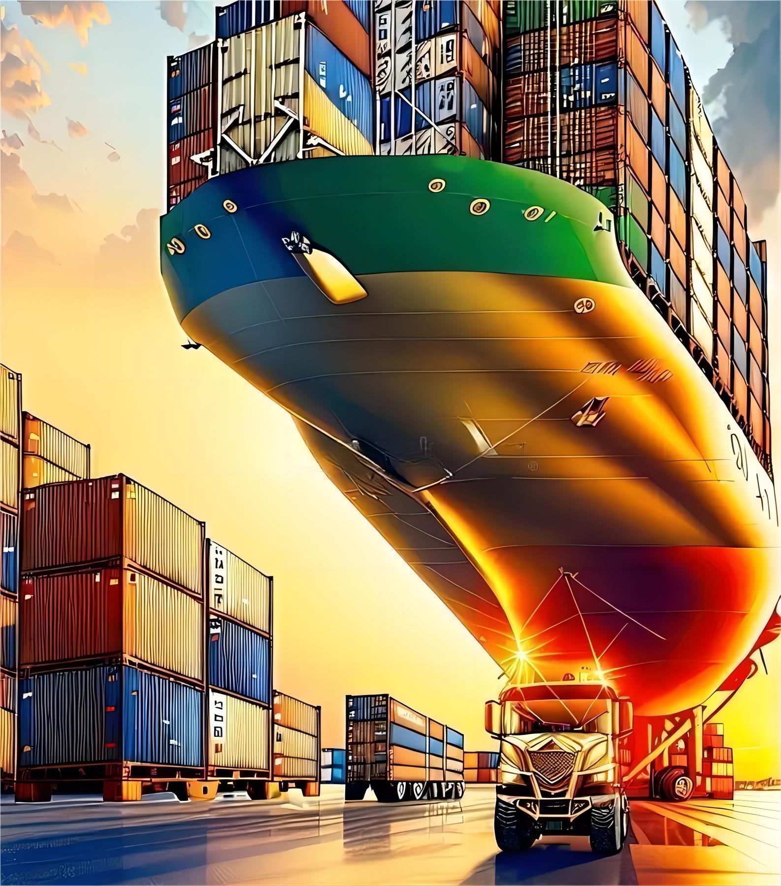 Cargo ship entering the Port of Antwerp in Belgium